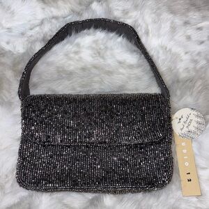 Studio Elegant Black Beaded Shoulder Bag